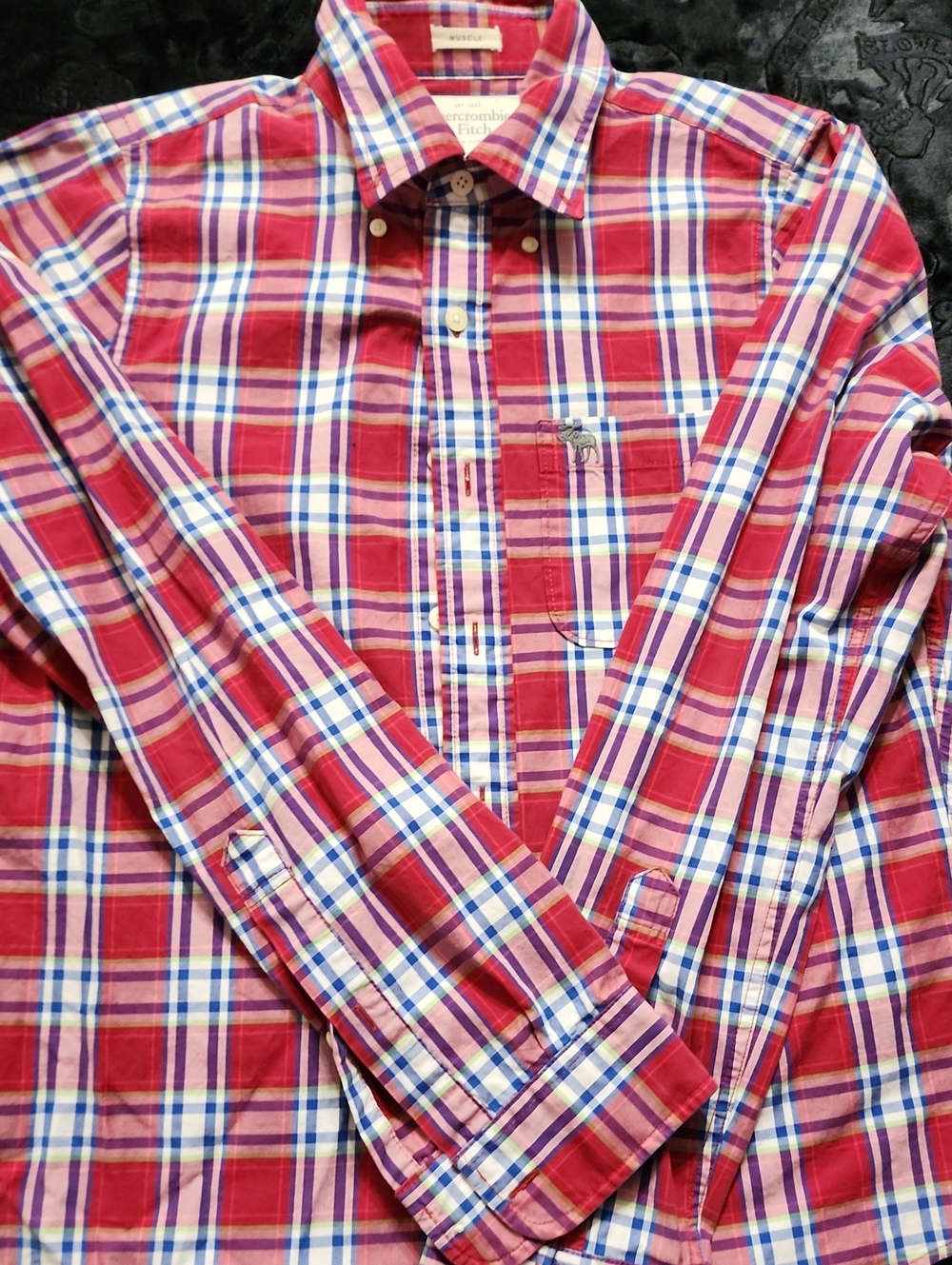 Abercrombie & Fitch Red, White & Blue Plaid Button-Down Shirt